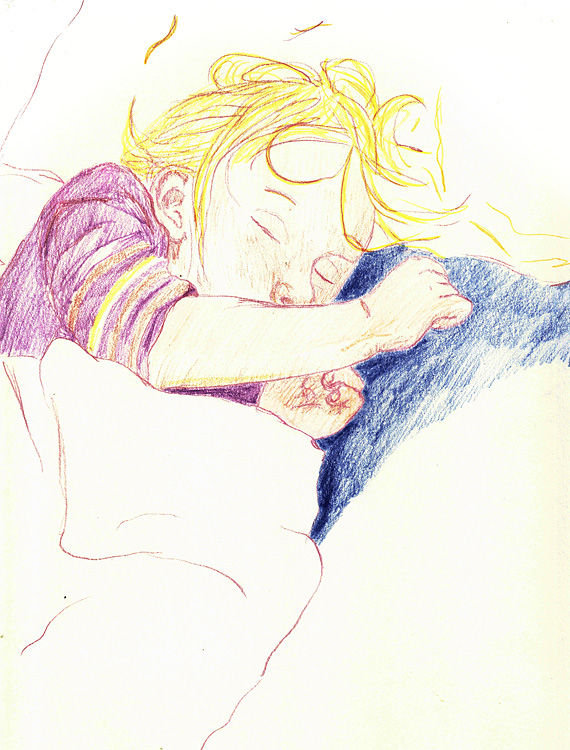  Bärbel Klingel: Buntstift-Zeichnung: Emilia schläft